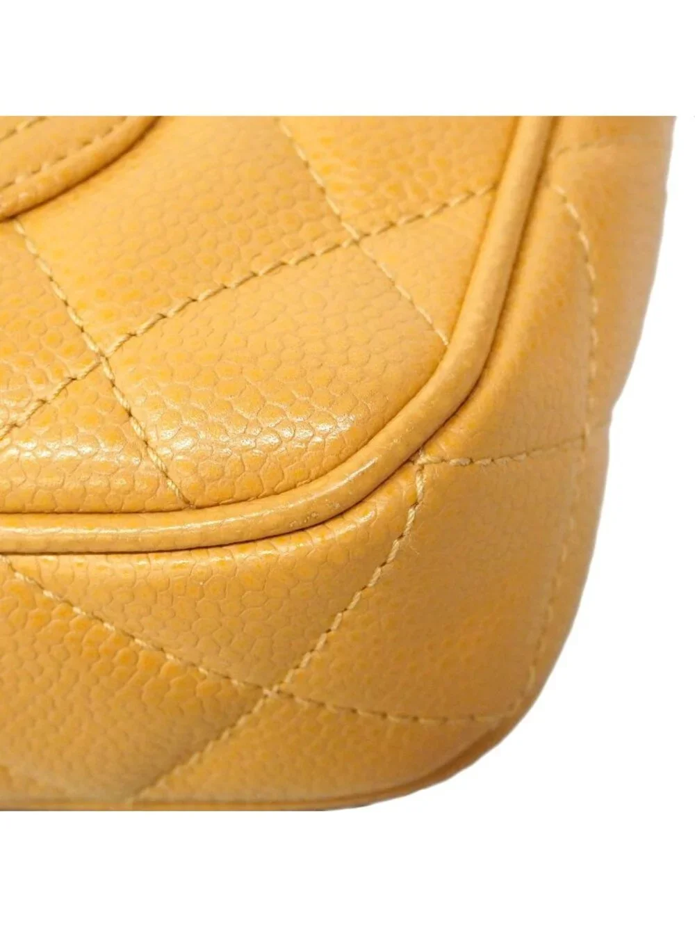 Chanel Shoulder Bag Quilted Caviar Leather Brown Gold